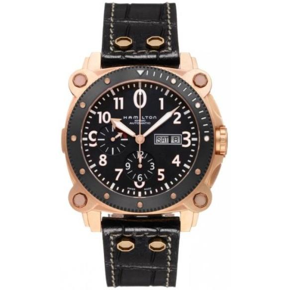 Hamilton Men's H78646733 Khaki Chronograph Black Leather Watch