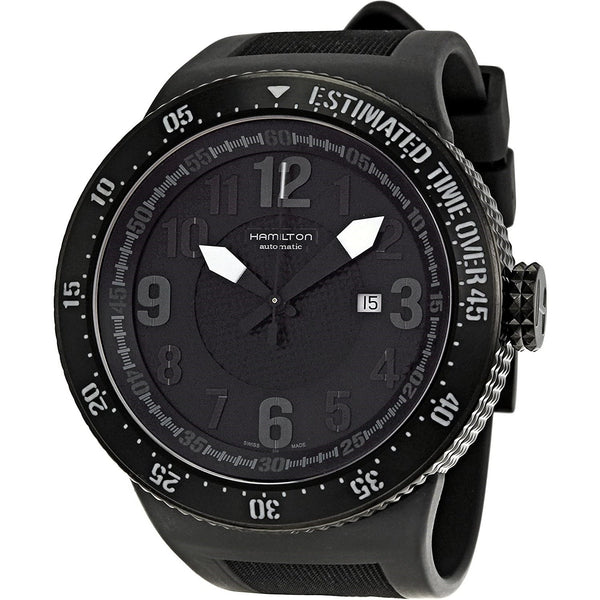 Hamilton Mens H79785333 Khaki Field Black Rubber Watch