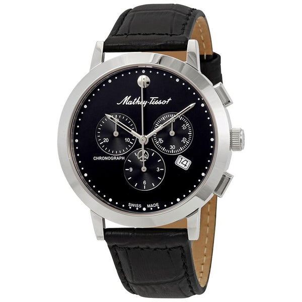 Mathey-Tissot Men's H9315CHALM Sport Classic Chronograph Black Leather Watch