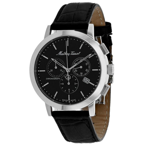 Mathey-Tissot Men's H9315CHALN Sport Classic Chronograph Black Leather Watch