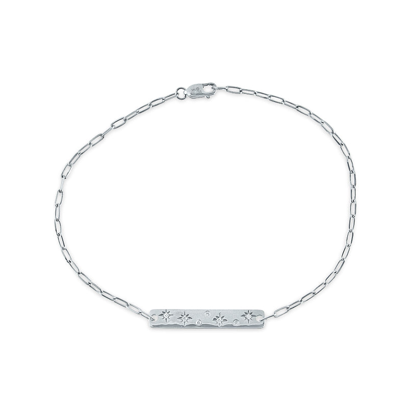 PRIVE 14K WHITE GOLD 0.05CT DIAMOND I.D BRACELET
