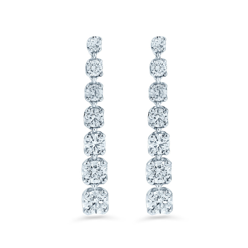 PRIVE 14K WHITE GOLD 1.75CT DIAMOND DANGLE POSTED EARRINGS