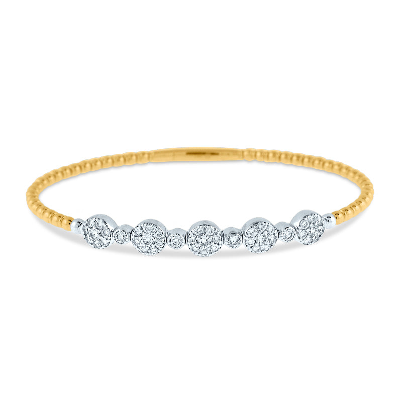 PRIVE 14K YELLOW & WHITE GOLD 1.06CT DIAMOND BEAD BANGLE