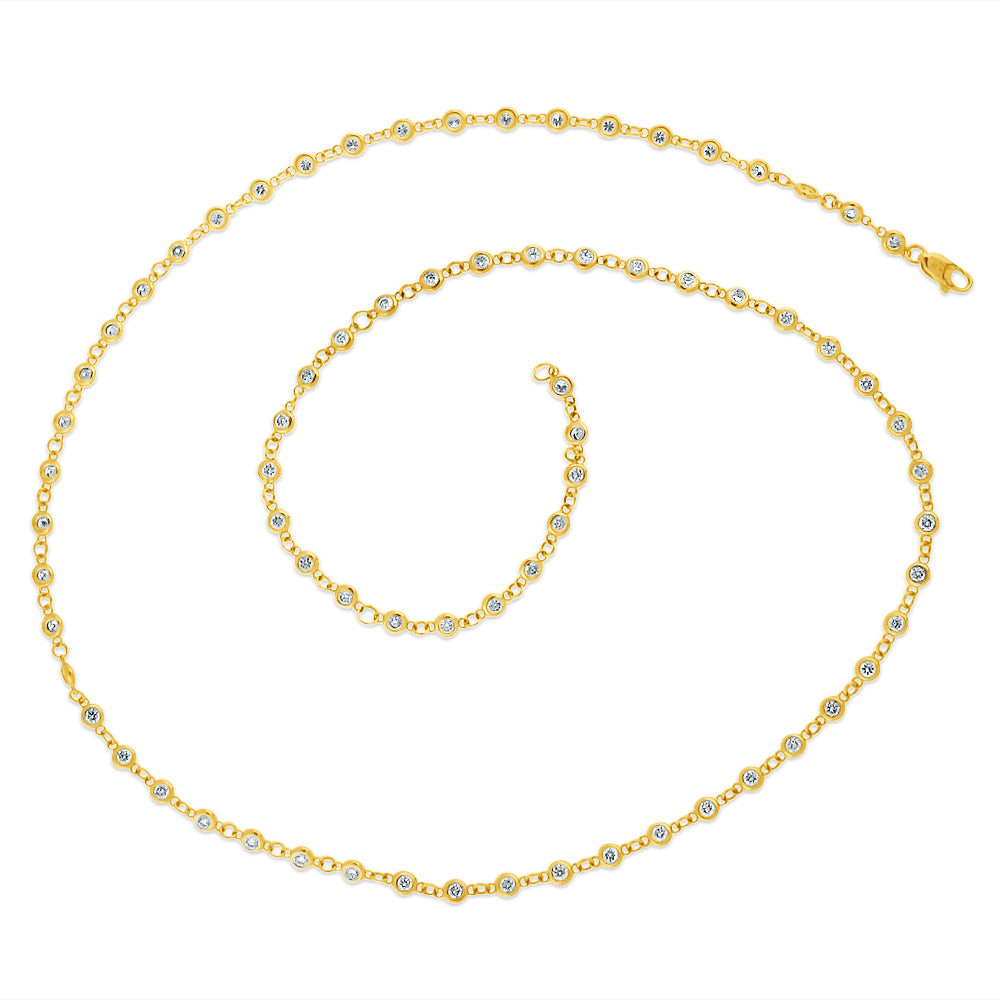 PRIVE 14K YELLOW GOLD 2.30CT DIAMOND BY THE YARD NECKLACE