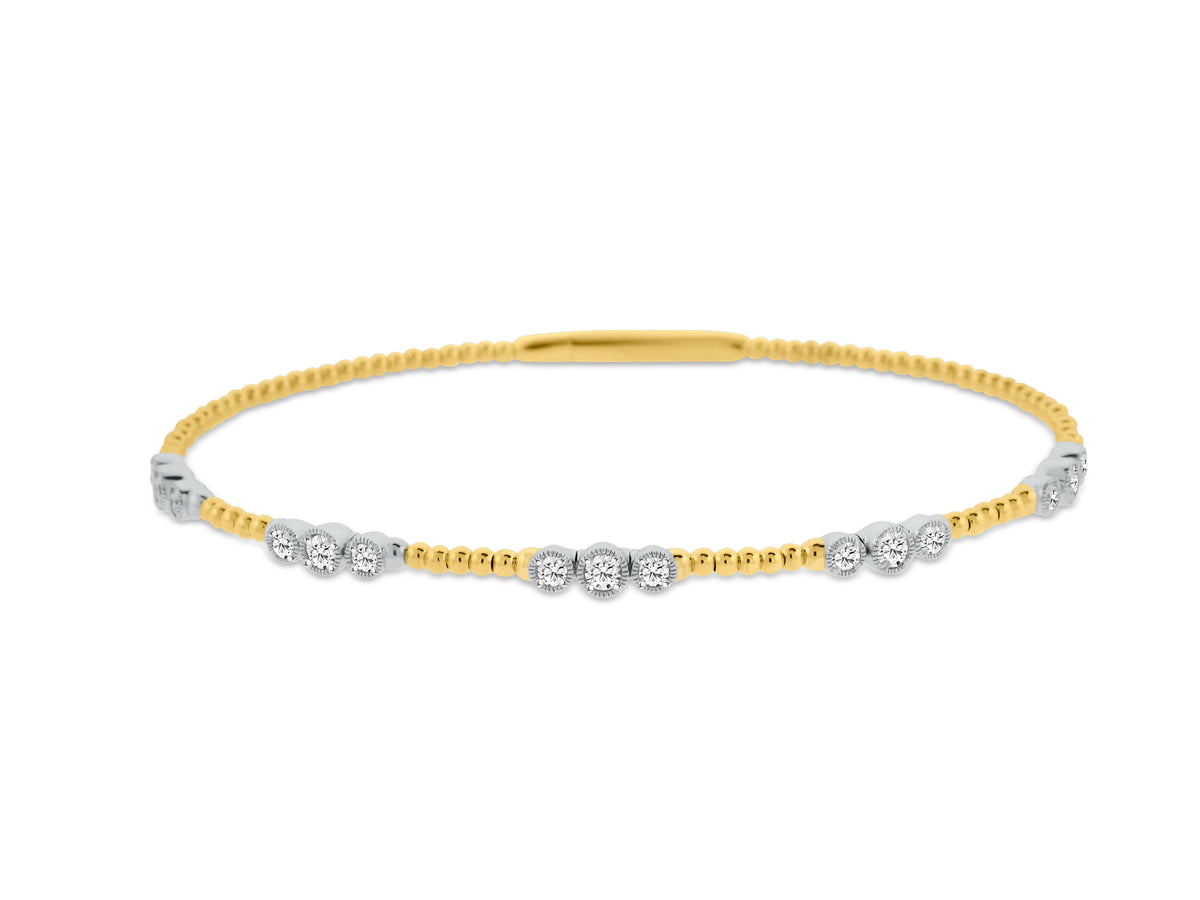 MULLOYS PRIVE'14K YELLOW AND WHITE GOLD .48CT SI1-2 CLARITY AND G-H COLOR DIAMOND FLEX BRACELET