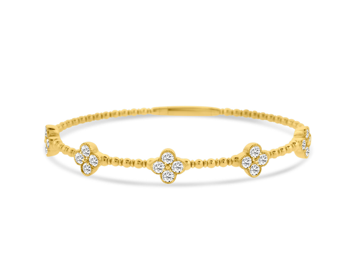 MULLOYS PRIVE'14K YELLOW GOLD 1.61CT SI1-2 CLARITY G-H COLOR DIAMOND CLOVER FLEX BRACELET
