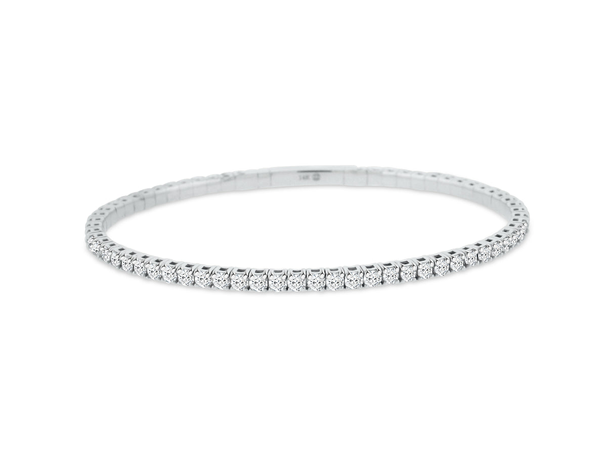 MULLOYS PRIVE'14K WHITE GOLD 3.47CT SI1-2 CLARITY G-H COLOR DIAMOND FLEX BRACELET