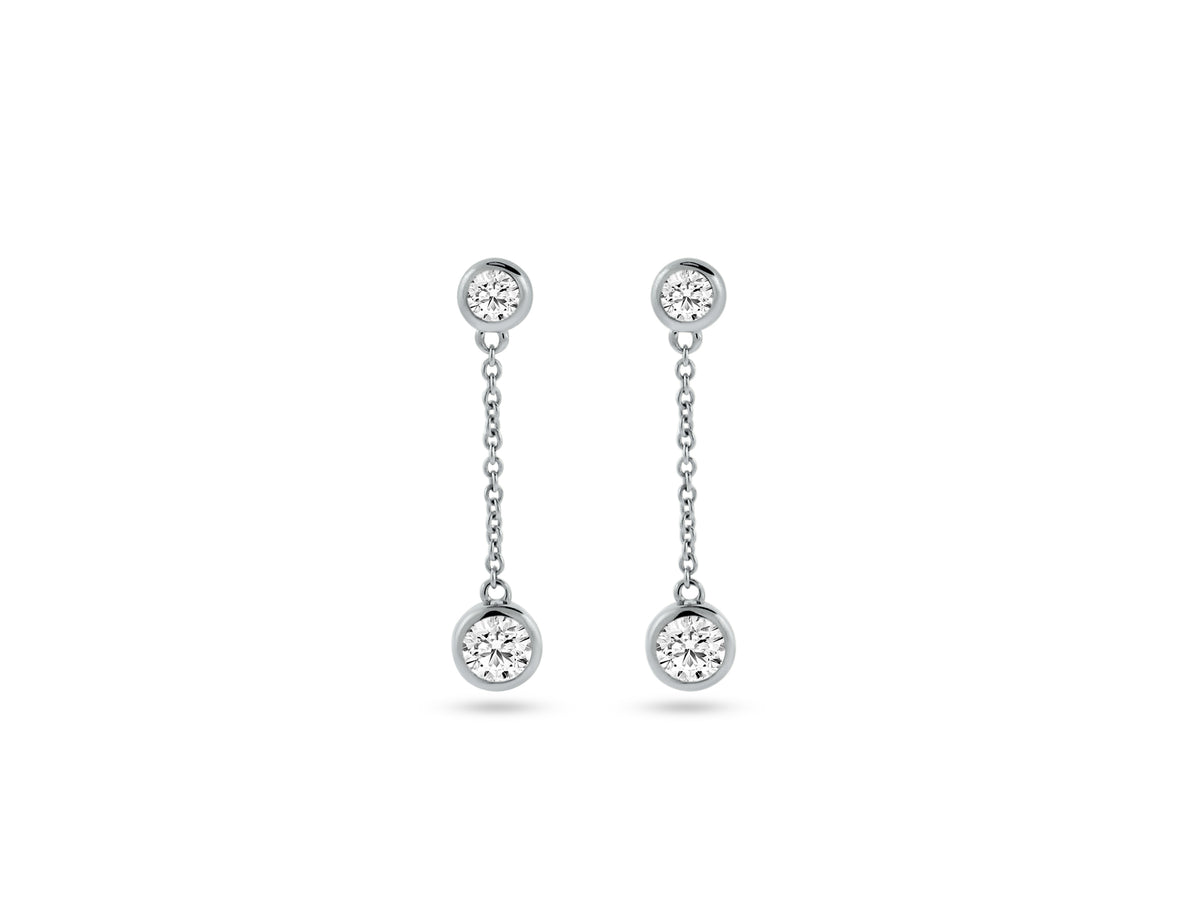 MULLOYS PRIVE'14K WHITE GOLD .85CT SI1-2 G-H COLOR DIAMOND DANGLE EARRINGS