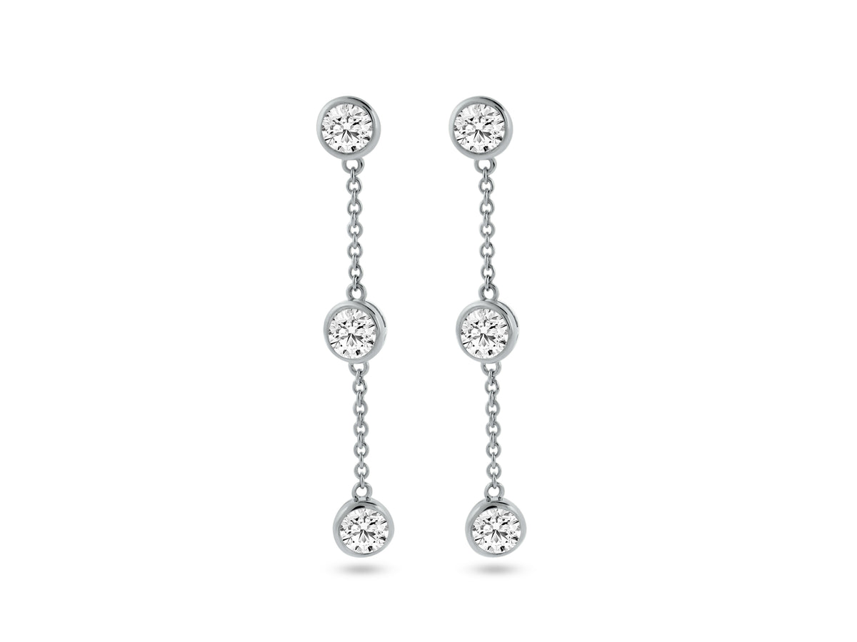 MULLOYS PRIVE'14K WHITE GOLD 1.73CT SI1-2 G-H COLOR DIAMOND DANGLE EARRINGS