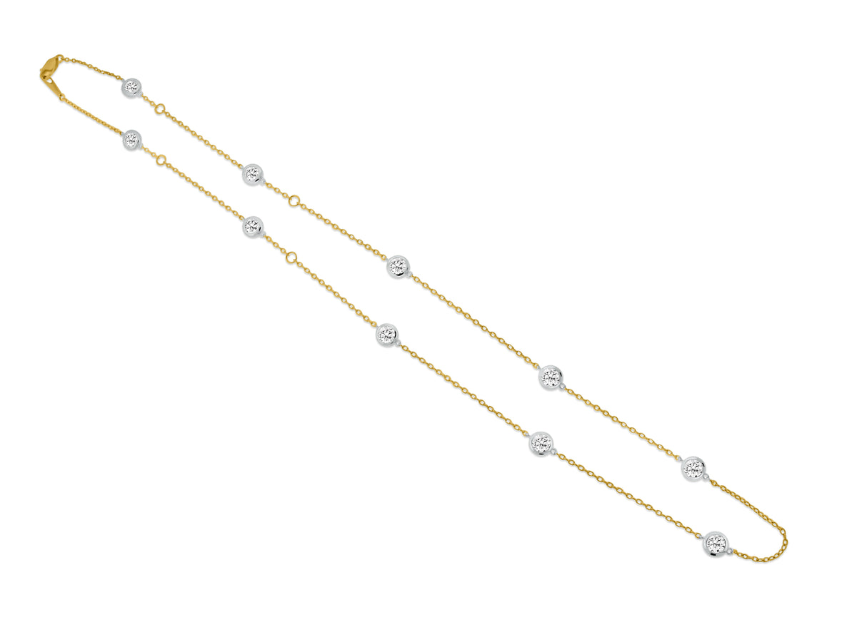 MULLOYS PRIVE'14K YELLOW AND WHITE GOLD 3.00CT SI1-2 CLARITY AND G-H COLOR DIAMOND BY YARD NECKLACE