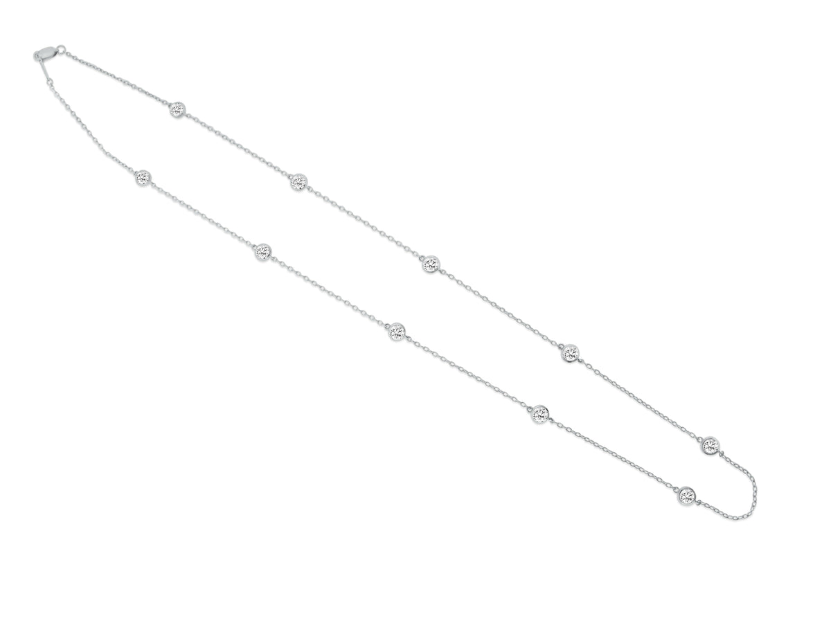 MULLOYS PRIVE'14K WHITE GOLD 2.06CT SI1-2 CLARITY G-H COLOR DIAMOND BY YARD NECKLACE 16/18/20 INCH ADJUSTABLE LENGTHS
