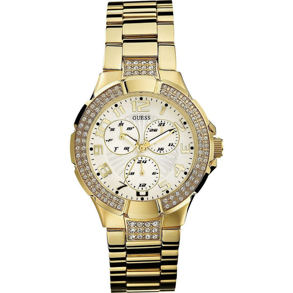 Guess Women's I16540L1 Prism Multi-Function Crystal Gold-Tone Stainless Steel Watch
