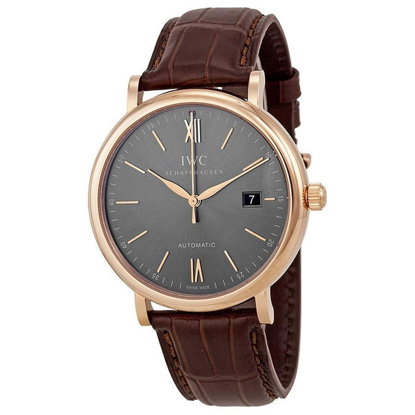 IWC Men's IW356511 Portofino Automatic Brown Leather Watch