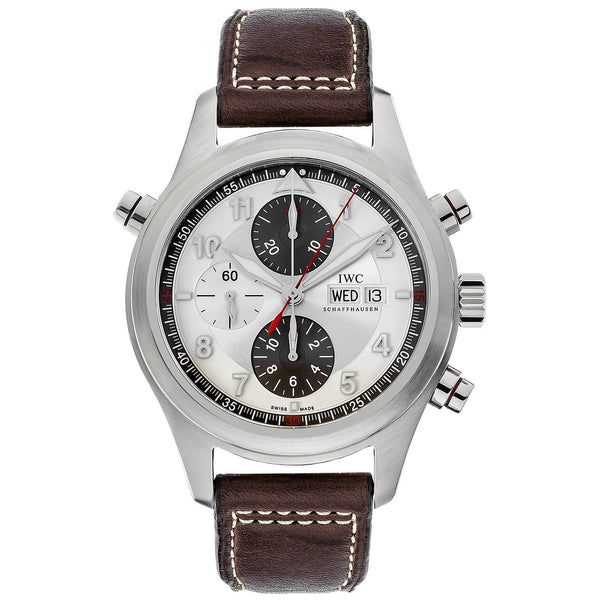 IWC Men's IW371806 Spitfire Double Chronograph Chronograph Brown Leather Watch