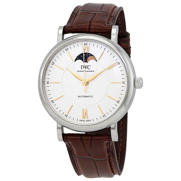 IWC Men's IW459401 Portofino Moon Phase Brown Leather Watch
