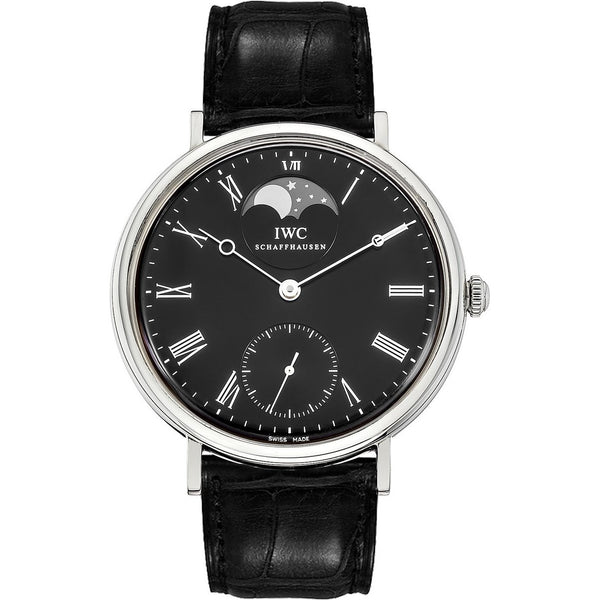 IWC Men's IW544801 Portofino Black Leather Watch