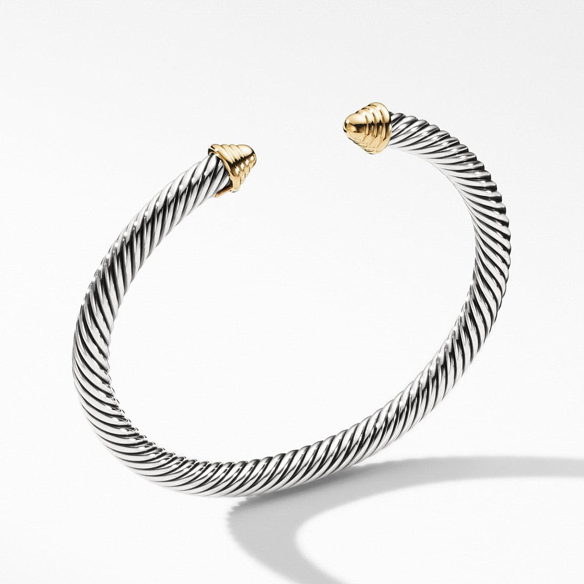 DAVID YURMAN Classic Cable Bracelet in Sterling Silver with 14K Yellow Gold Domes, 5mm