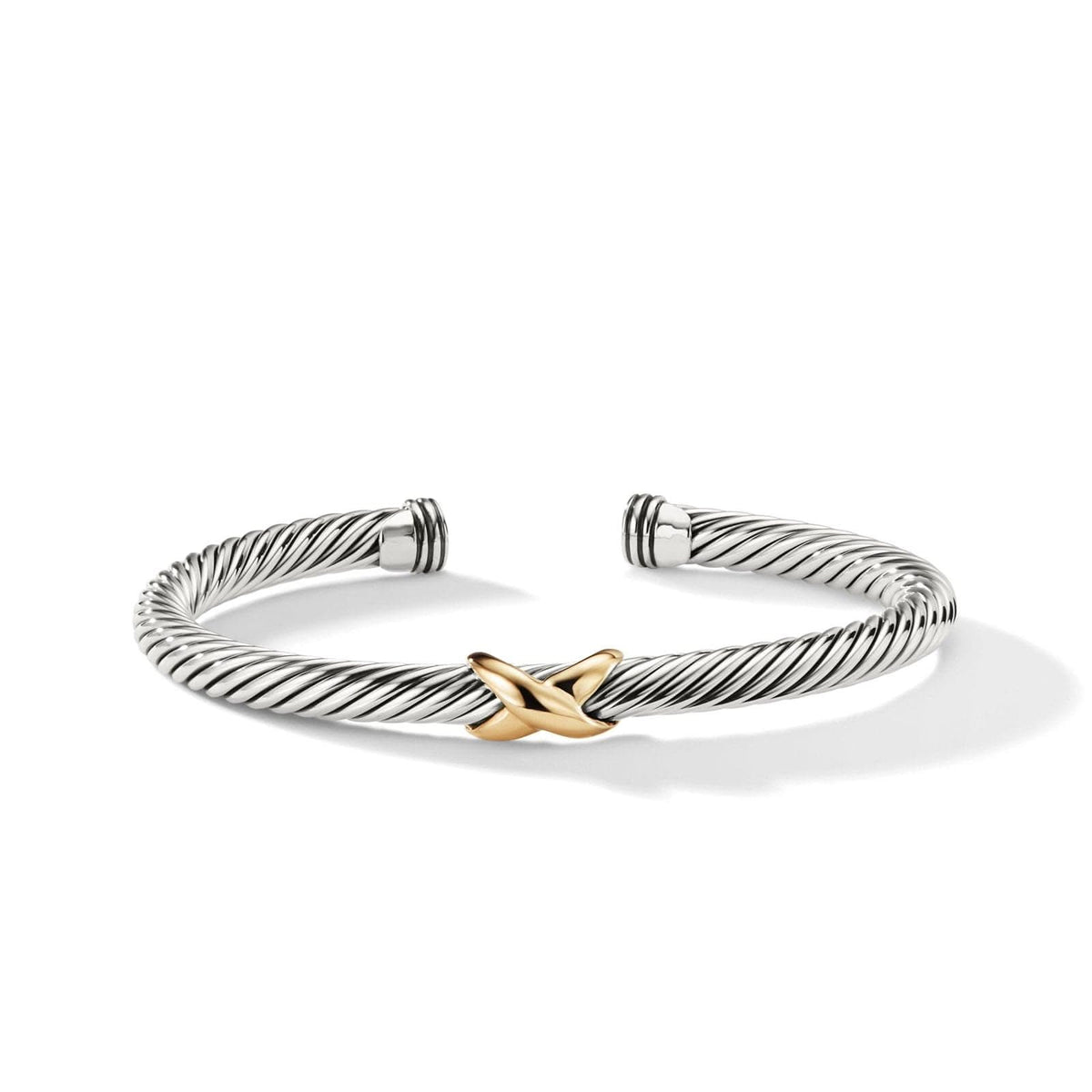 DAVID YURMAN X Classic Cable Station Bracelet in Sterling Silver with 14K Yellow Gold, 5mm