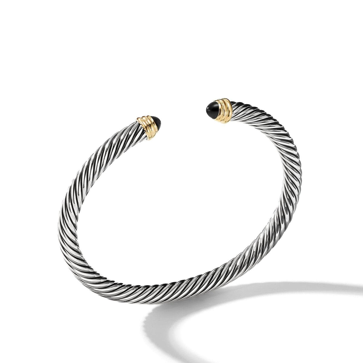 DAVID YURMAN Classic Cable Bracelet in Sterling Silver with 14K Yellow Gold and Black Onyx, 5mm