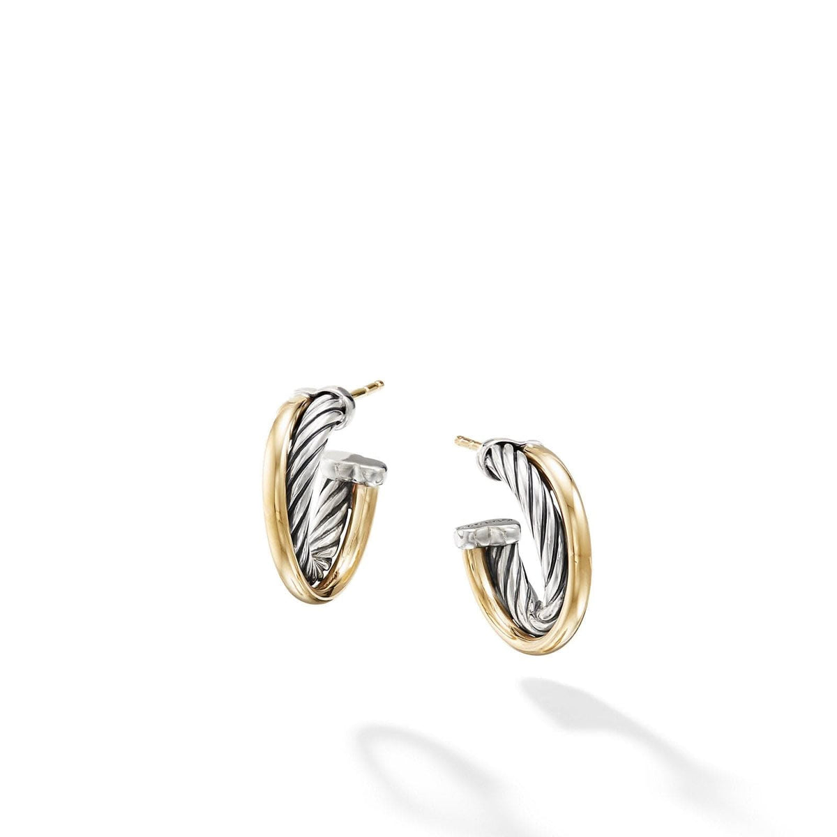 DAVID YURMAN Crossover Hoop Earrings in Sterling Silver with 18K Yellow Gold, 17mm