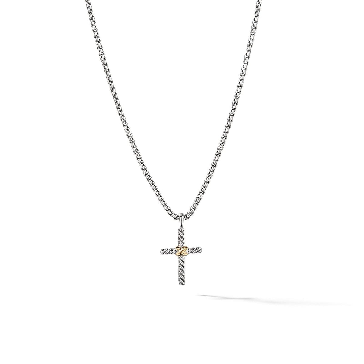 DAVID YURMAN Petite X Cross Necklace in Sterling Silver with 14K Yellow Gold, 24mm