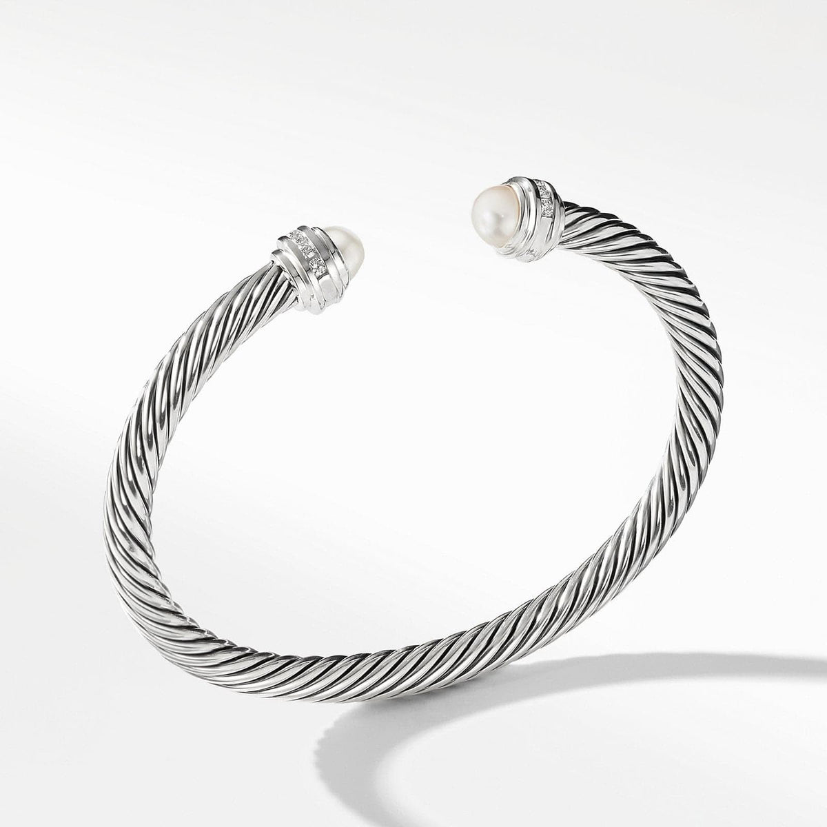 DAVID YURMAN Classic Cable Bracelet in Sterling Silver with Pearls and Diamonds, 5mm