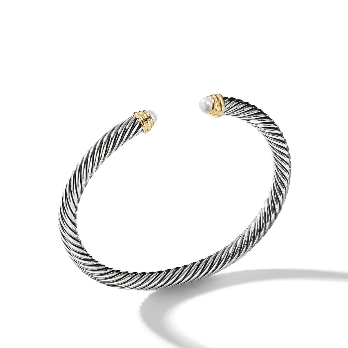 DAVID YURMAN Classic Cable Bracelet in Sterling Silver with 14K Yellow Gold and Pearls, 5mm