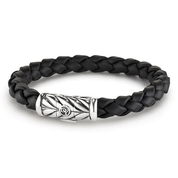 DAVID YURMAN Chevron Bracelet in Black Rubber and Sterling Silver, 8mm