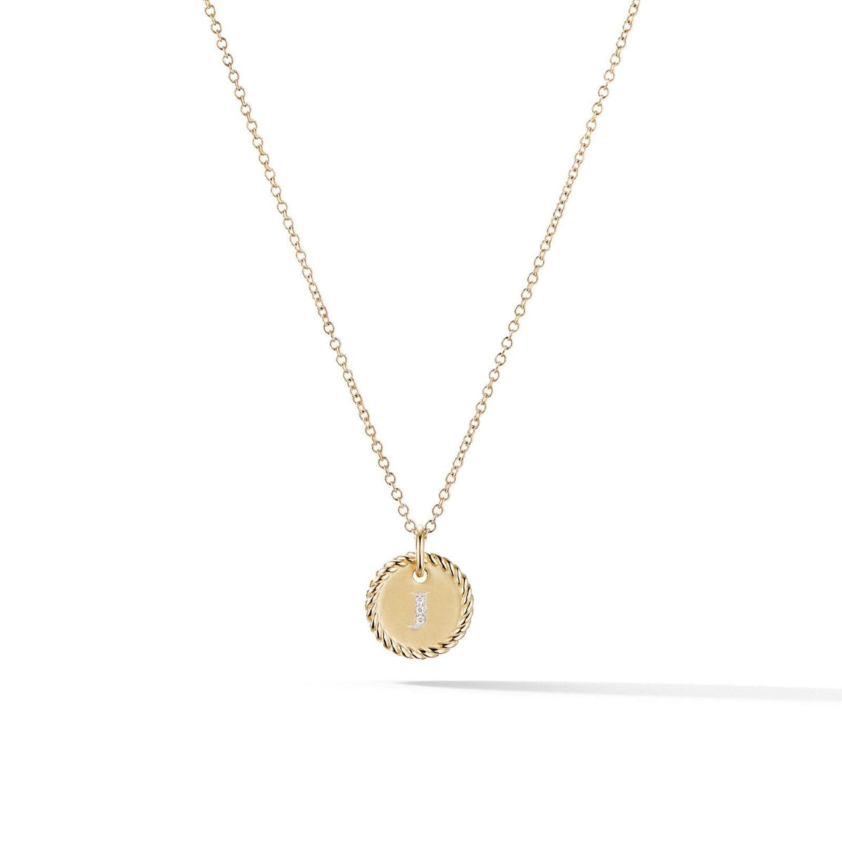 DAVID YURMAN J Pendant with Diamonds in Gold on Chain