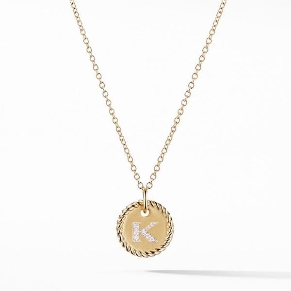 DAVID YURMAN K Pendant with Diamonds in Gold on Chain