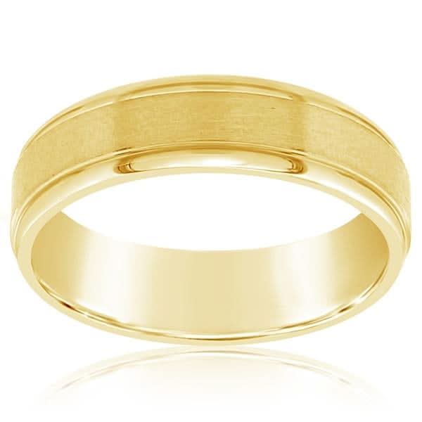 Mixed Finish 6mm Yellow Gold Wedding Band