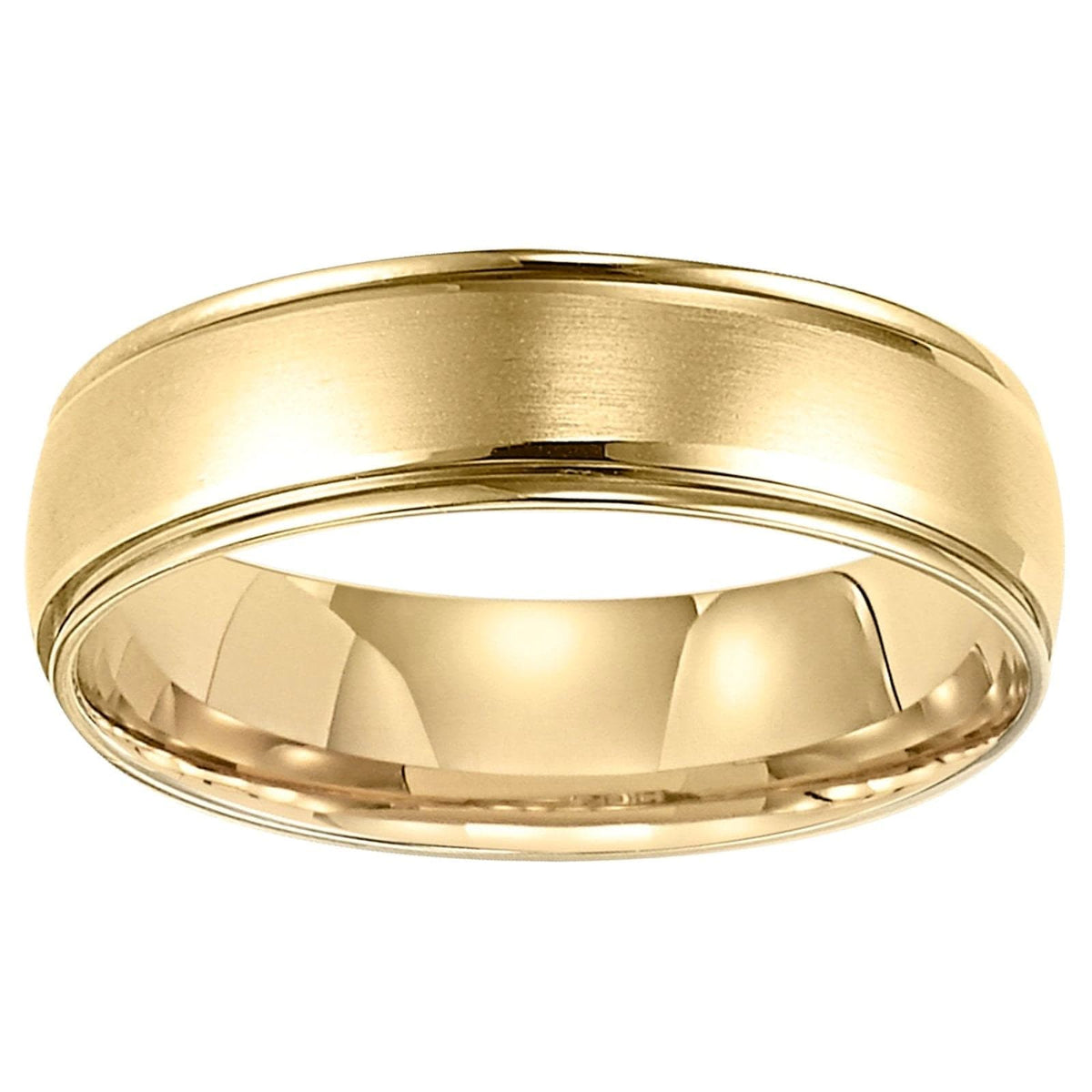 Mixed Finish Yellow Gold Wedding Band