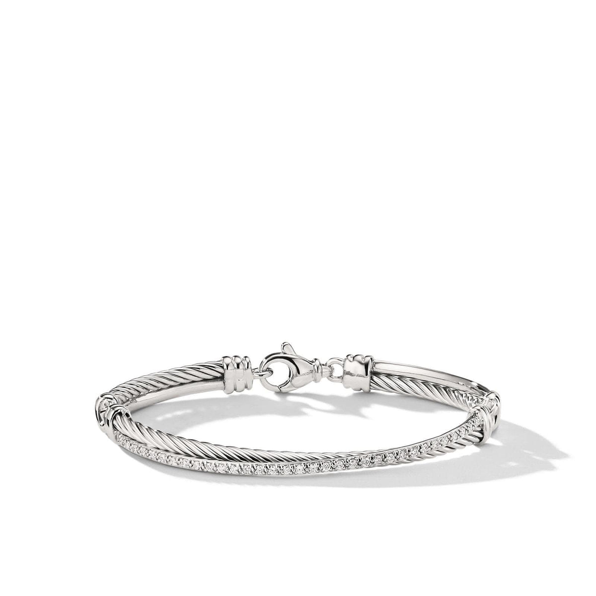 DAVID YURMAN Crossover Link Bracelet in Sterling Silver with Diamonds, 3mm