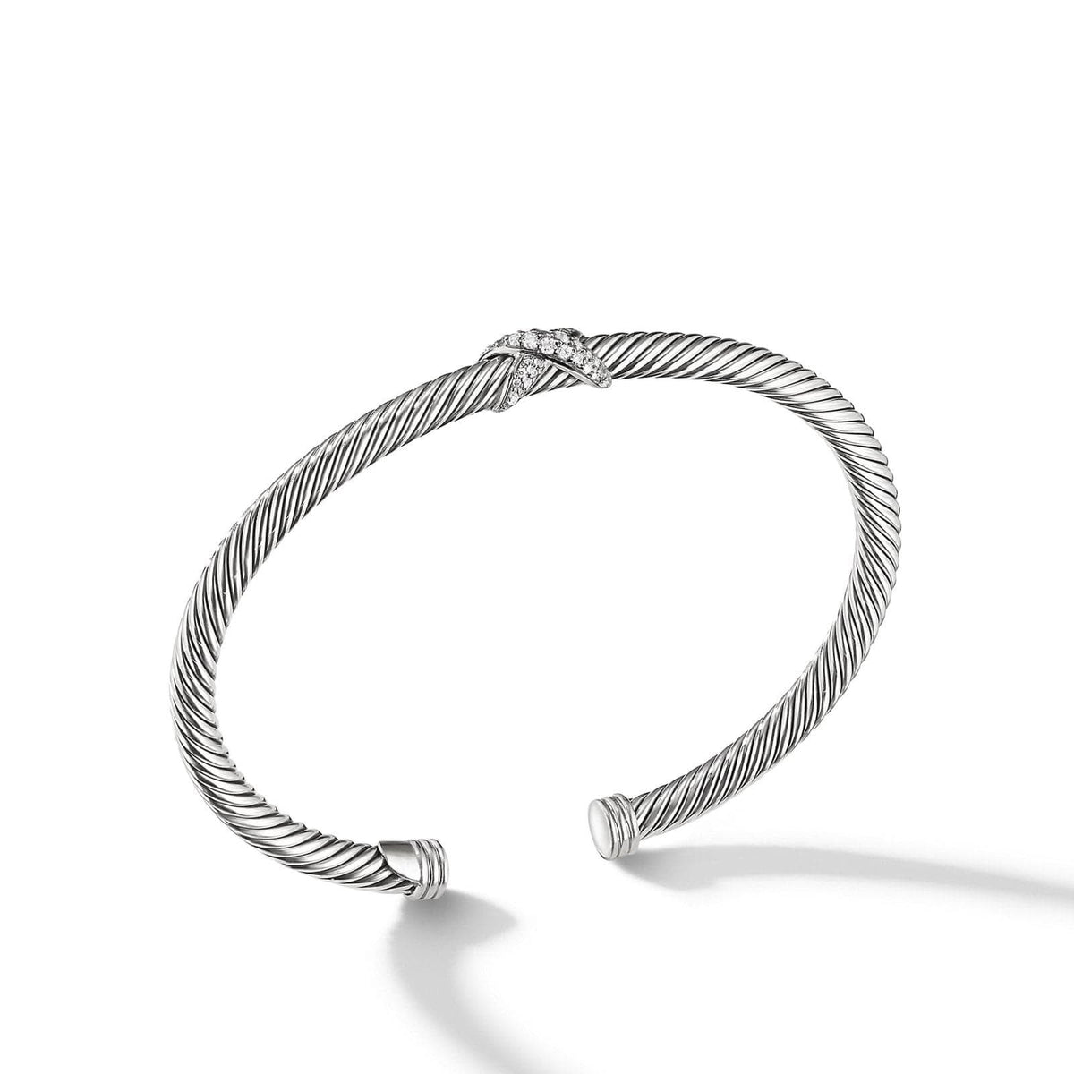 DAVID YURMAN X Classic Cable Station Bracelet in Sterling Silver with Diamonds, 4mm