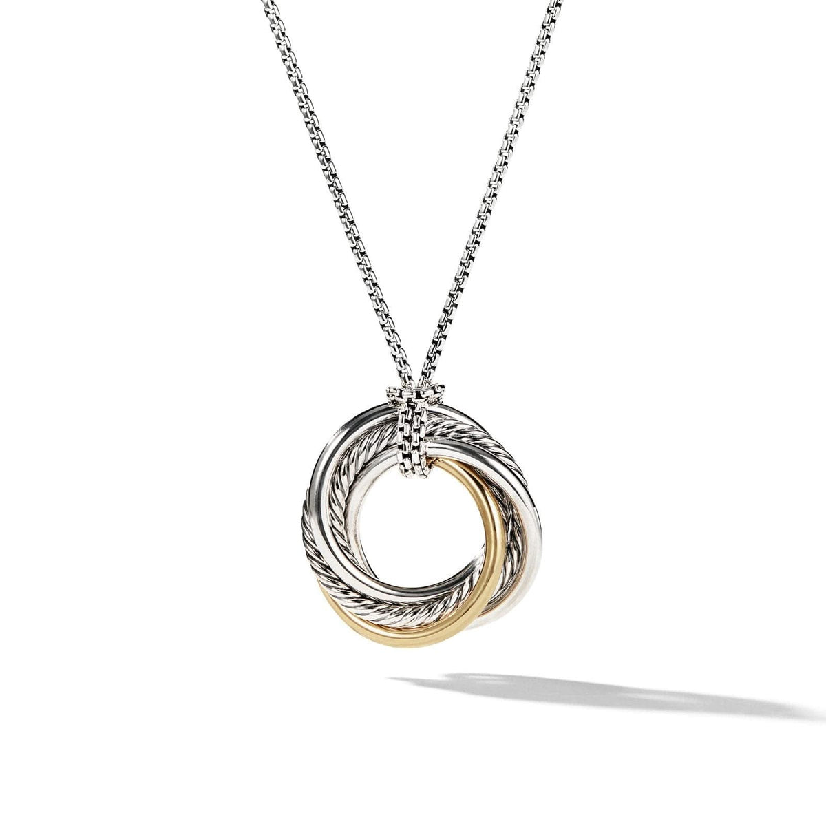 DAVID YURMAN Crossover Pendant Necklace in Sterling Silver with 14K Yellow Gold, 28mm