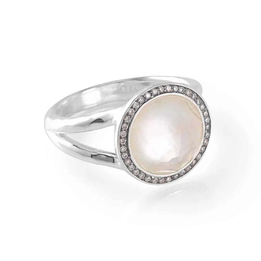 IPPOLITA Sterling Silver Mini Lollipop Ring in Mother-of-Pearl Doublet with Diamonds