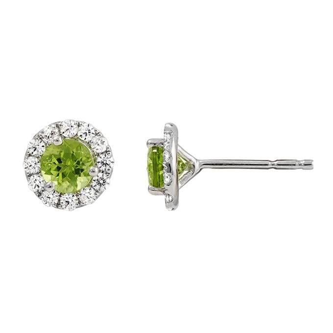 Peridot & Diamond Stud Earrings