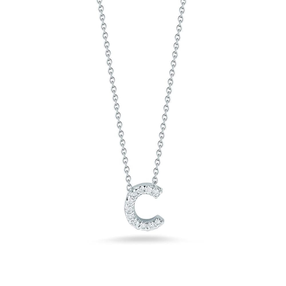 ROBERTO COIN Tiny Treasures Diamond Love Letter "C" Necklace
