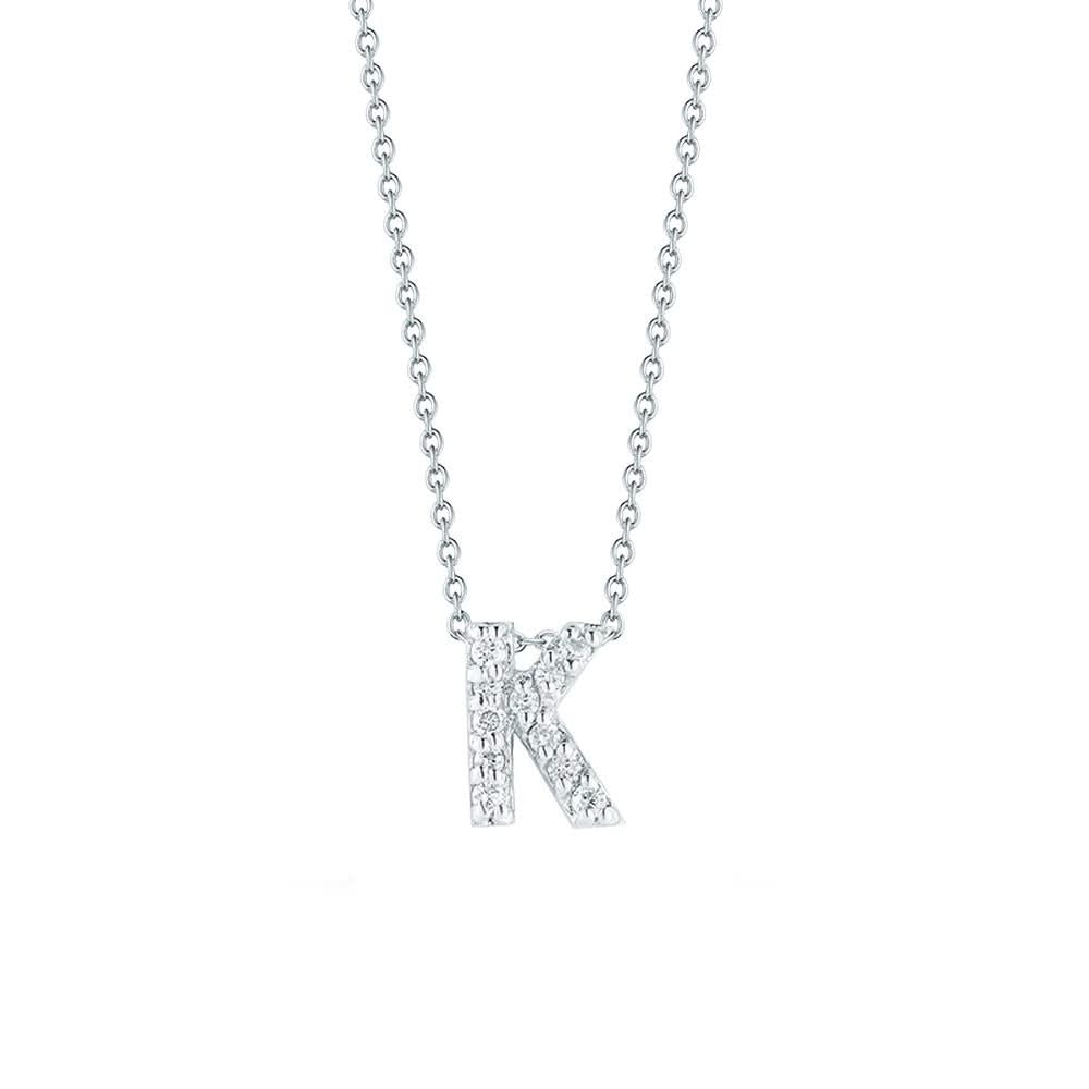 ROBERTO COIN Tiny Treasures Diamond Love Letter "K" Necklace