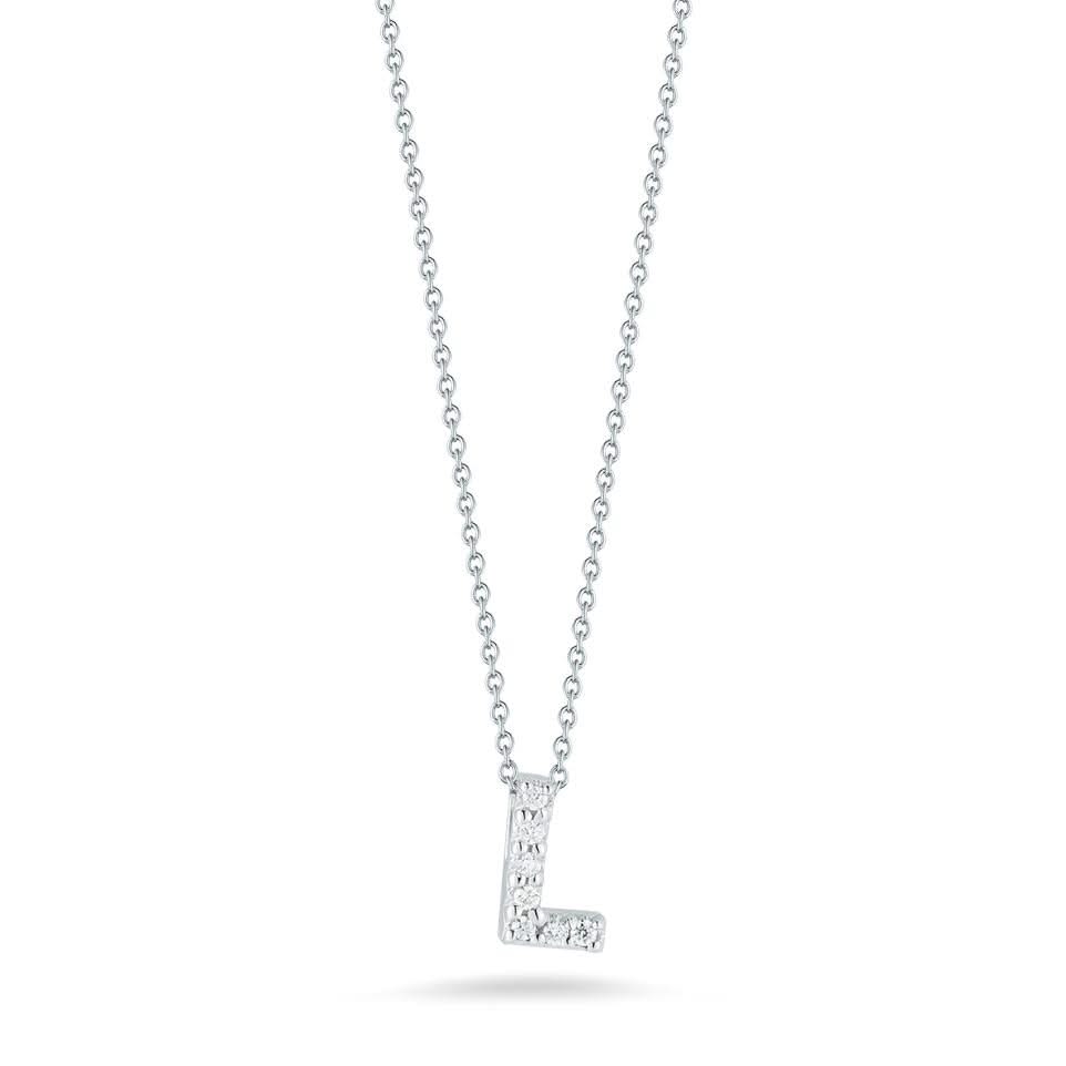 ROBERTO COIN Tiny Treasures Diamond Love Letter "L" Necklace