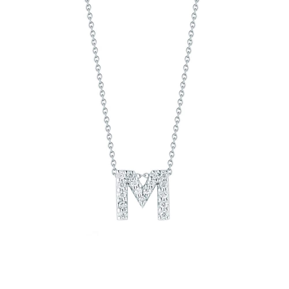 ROBERTO COIN Tiny Treasures Diamond Love Letter "M" Necklace