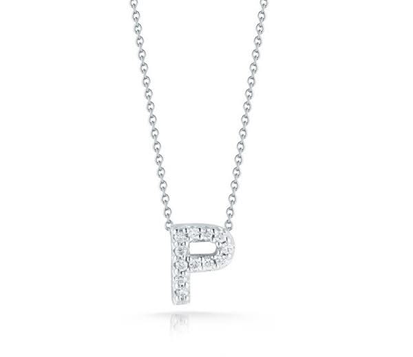 ROBERTO COIN Tiny Treasures Diamond Love Letter "P" Necklace