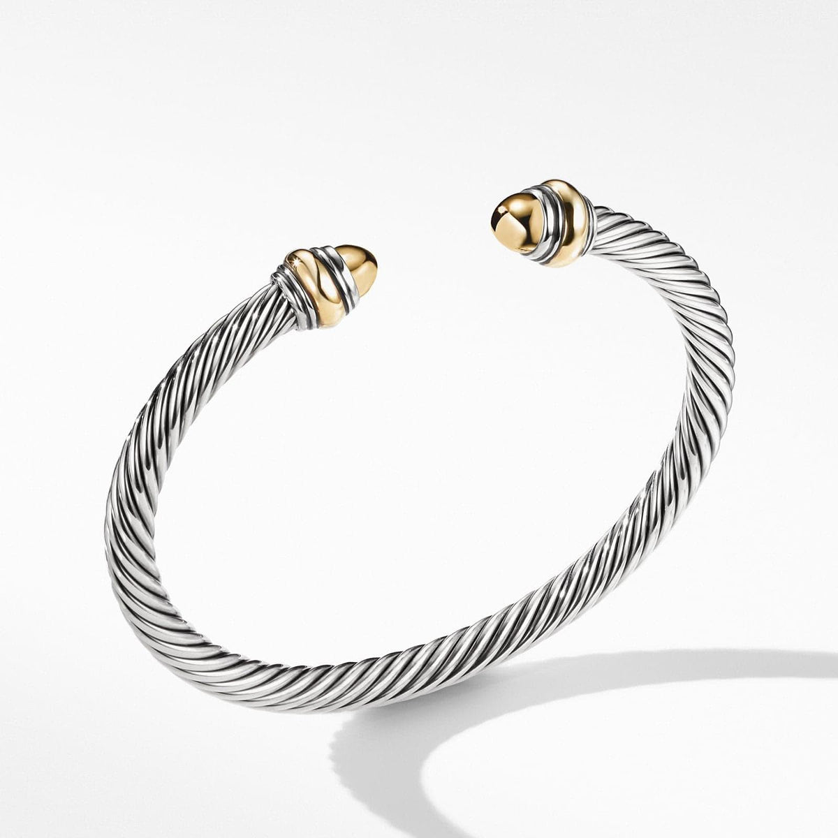 DAVID YURMAN Classic Cable Bracelet in Sterling Silver with 14K Yellow Gold and Gold Domes, 5mm