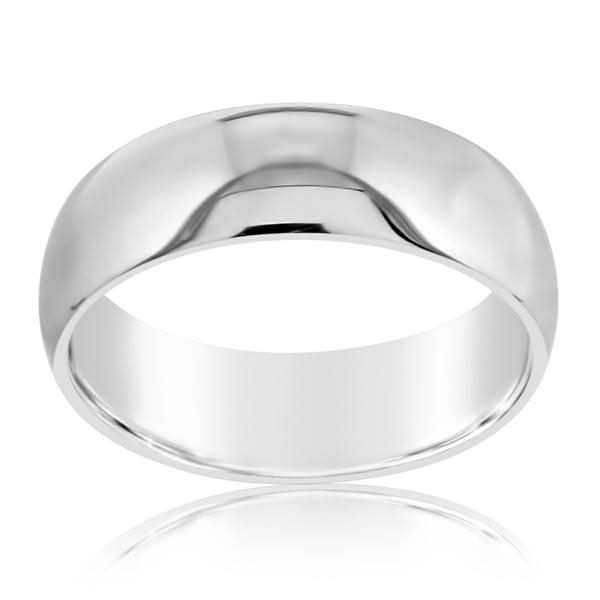 6mm Low Dome White Gold Wedding Band