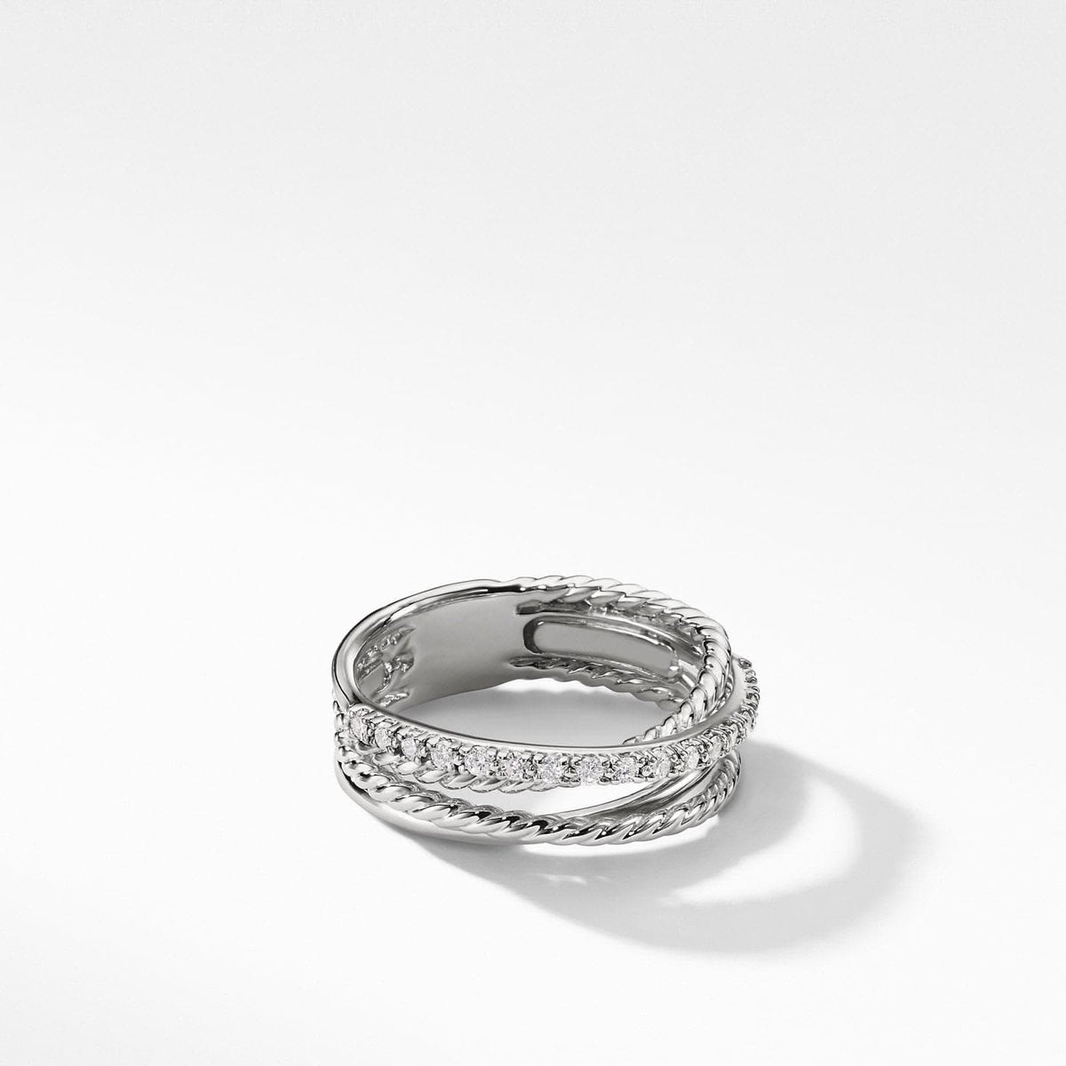 DAVID YURMAN Crossover Band Ring in Sterling Silver with Diamonds, 6.8mm