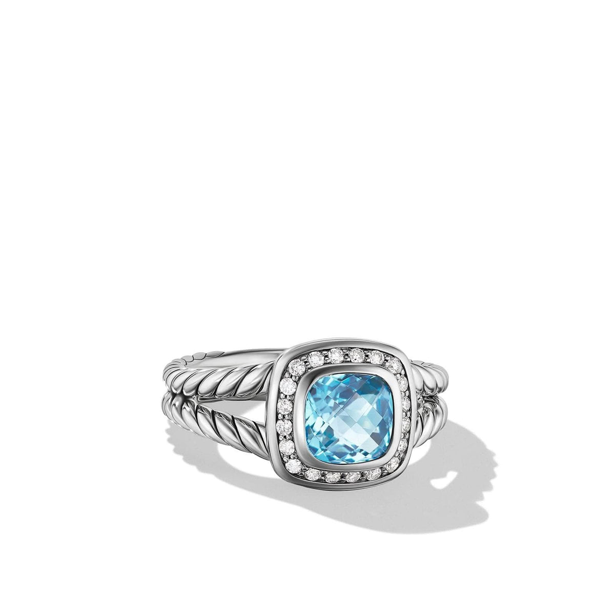 DAVID YURMAN Petite Albion® Ring in Sterling Silver with Blue Topaz and Diamonds, 7mm