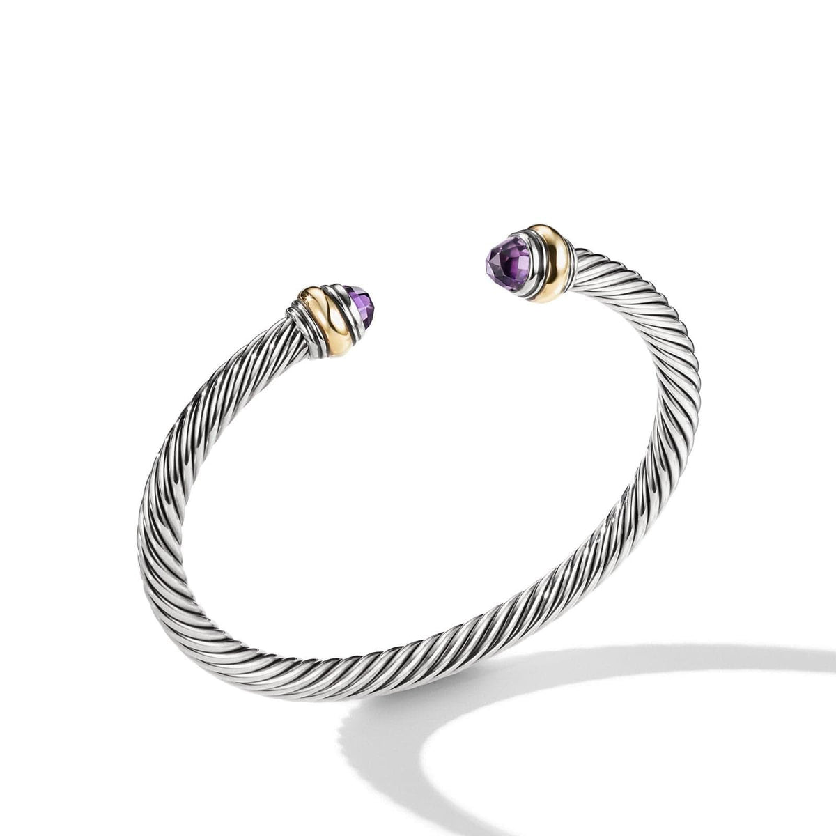 DAVID YURMAN Classic Cable Bracelet in Sterling Silver with 14K Yellow Gold and Amethyst, 5mm