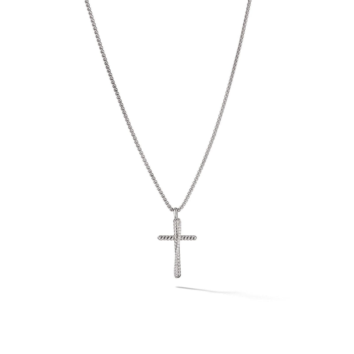 DAVID YURMAN Crossover Cross Necklace in Sterling Silver with Diamonds, 35.6mm