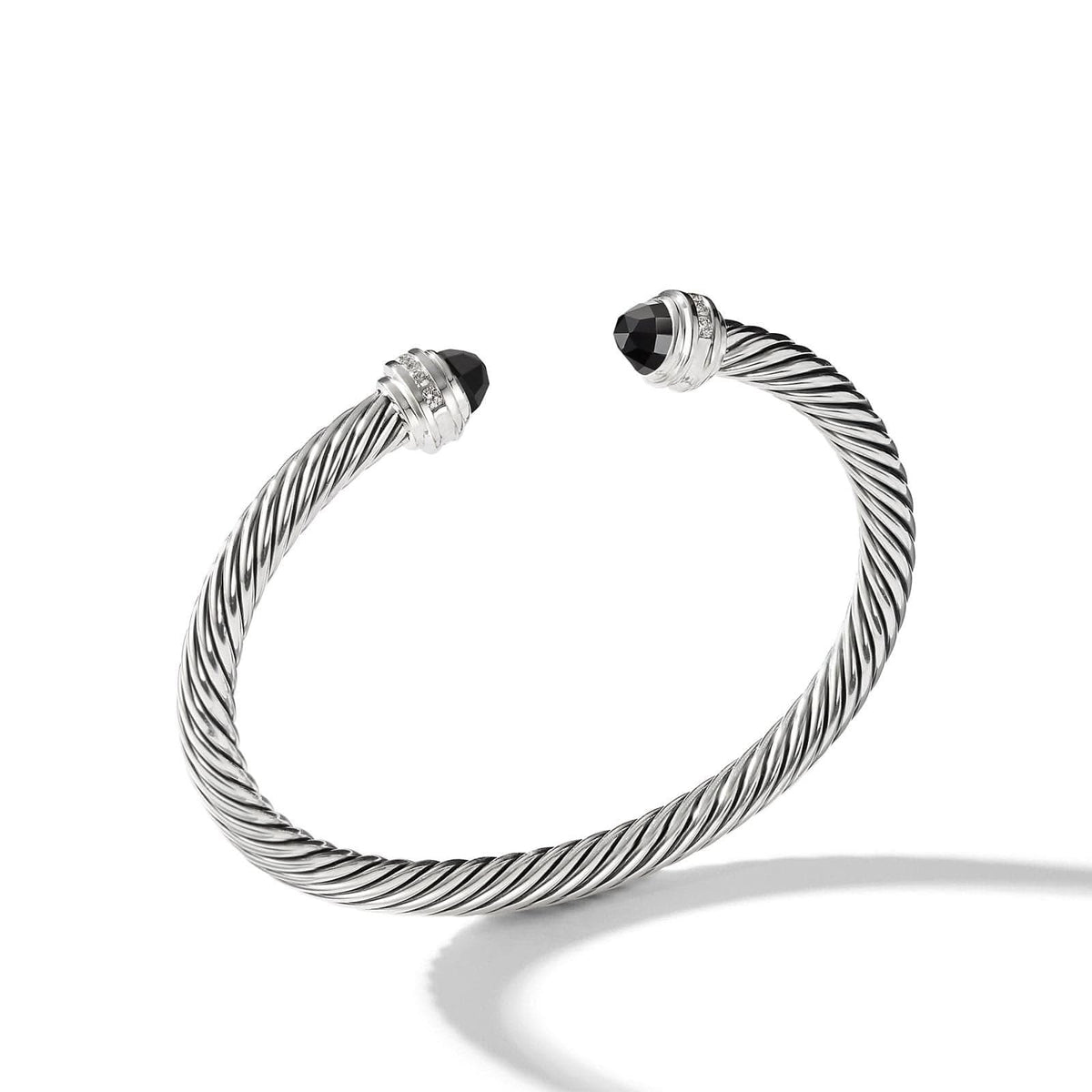 DAVID YURMAN Classic Cable Bracelet in Sterling Silver with Black Onyx and Diamonds, 5mm