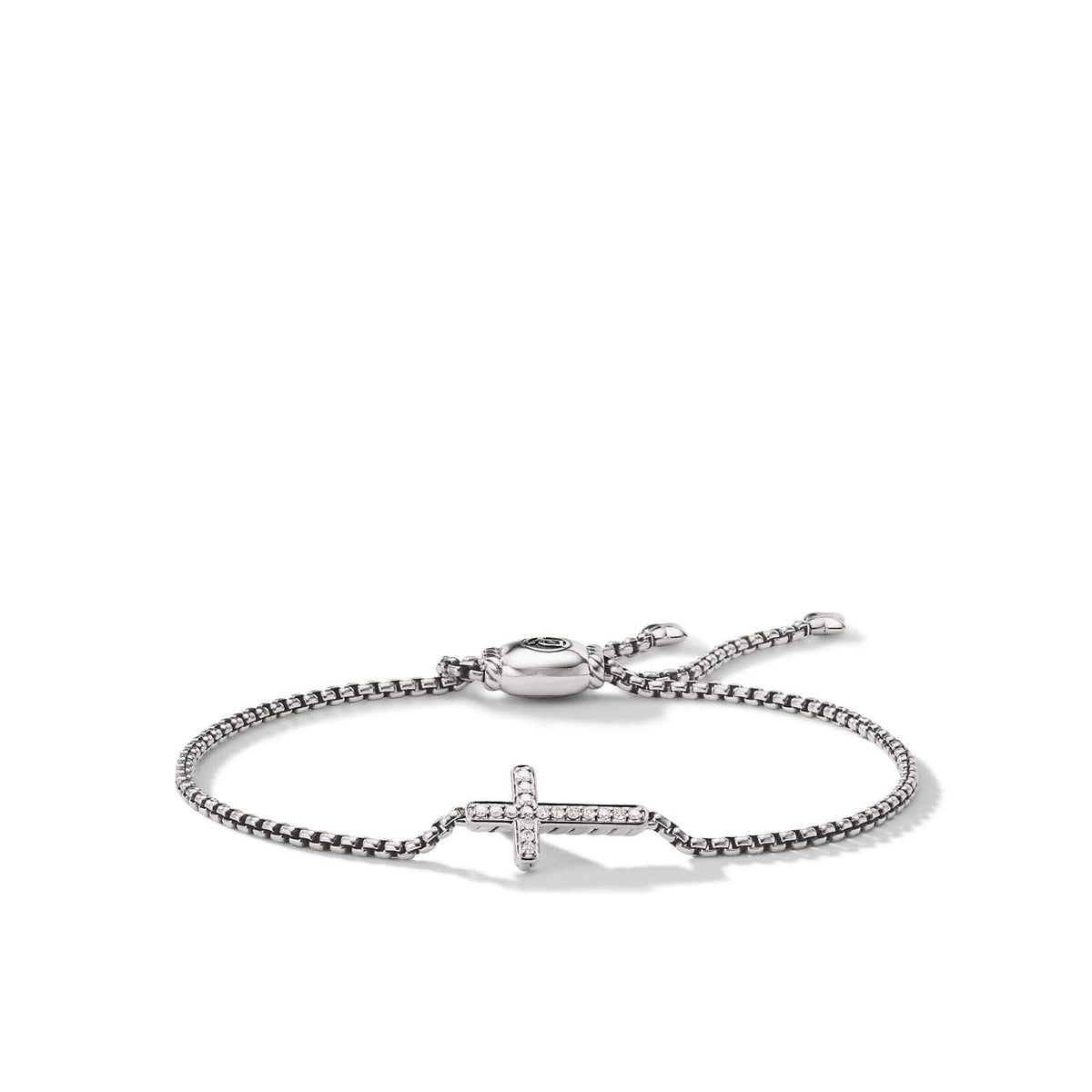 DAVID YURMAN Petite Pavé Cross Chain Bracelet in Sterling Silver with Diamonds, 1.7mm